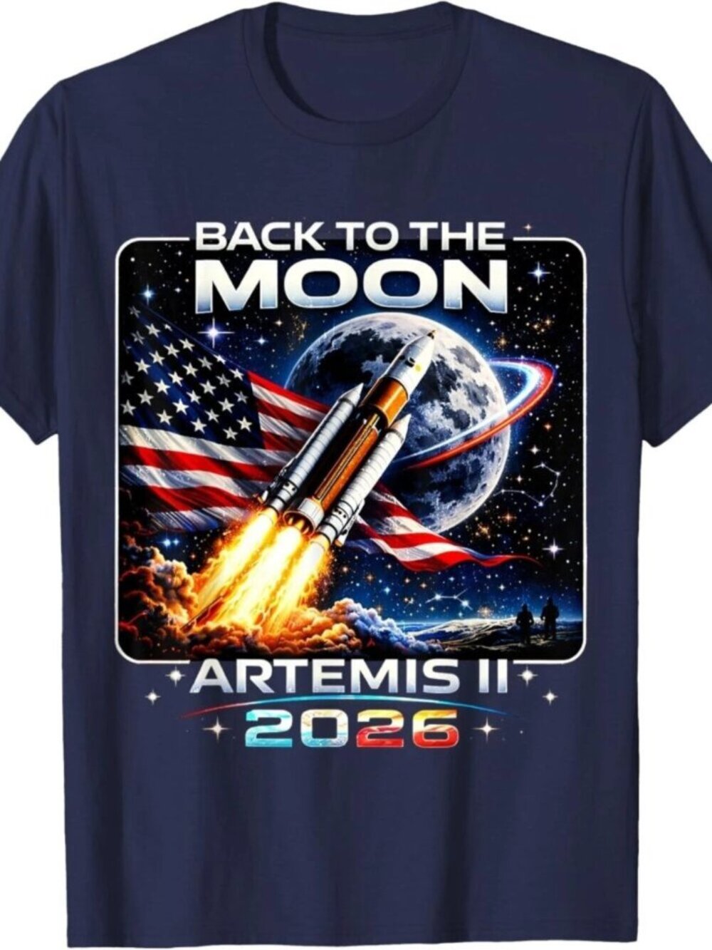 Moon Rocket Artemis II 2026 NASA Space Program Graphic T-Shirt